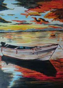 Voir le détail de cette oeuvre: Barque sous le Coucher de soleil